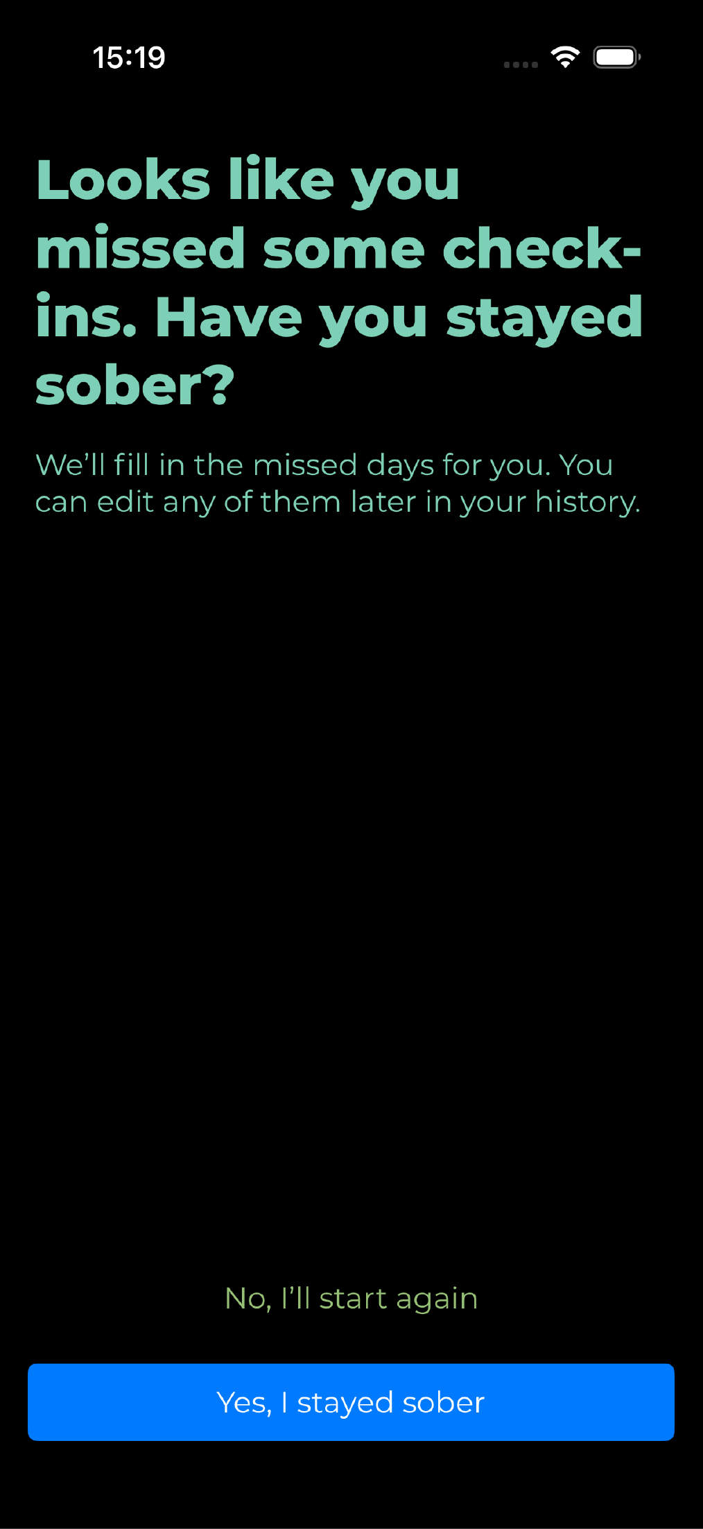 Fill missing days screen